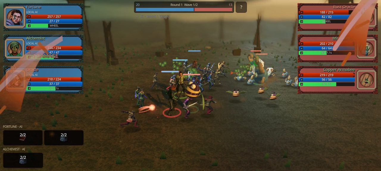 The phone layout during a Clockfen Marsh battle