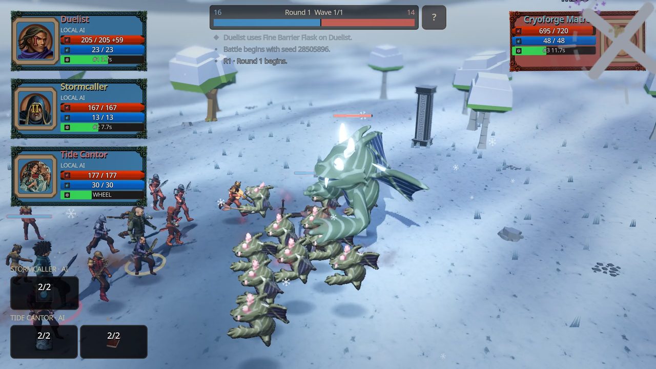 Wheels, cards and armies in a Frostwork Reach boss battle