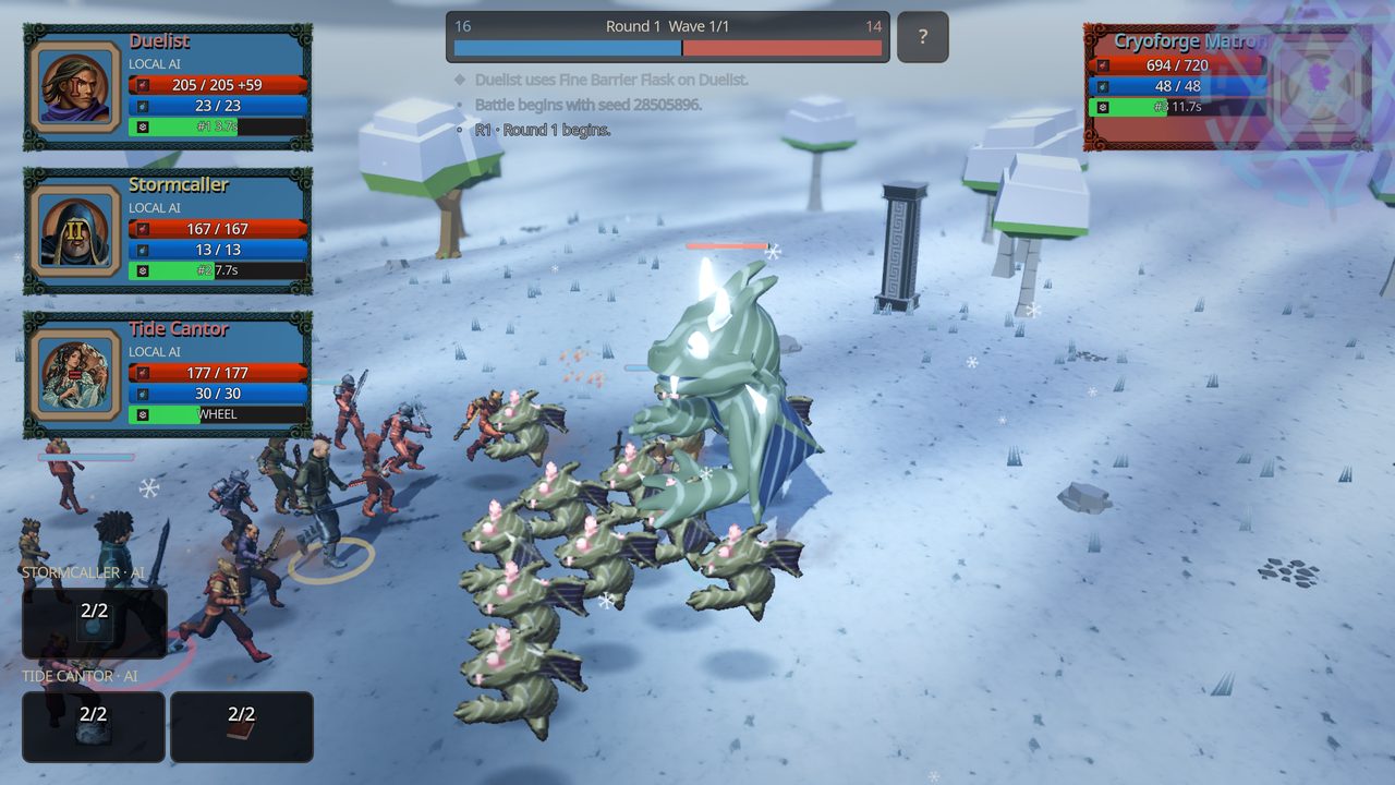 A Frostwork Reach boss battle on a PC monitor