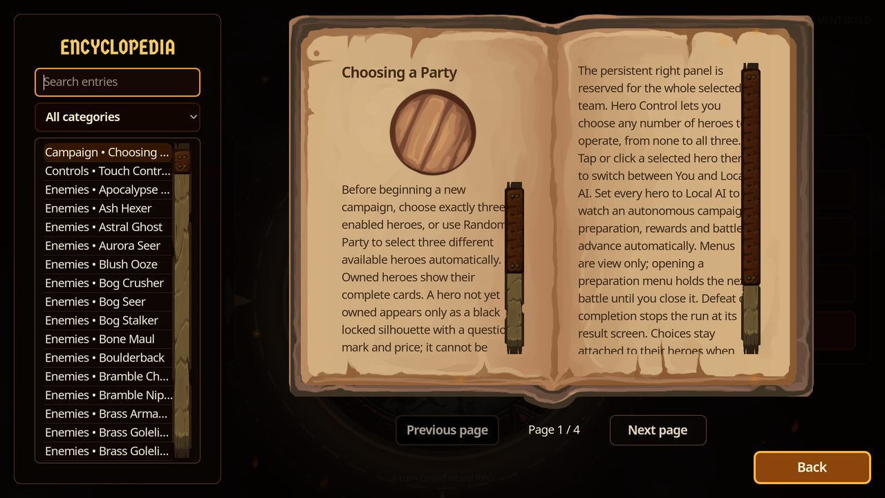 The in-game encyclopedia