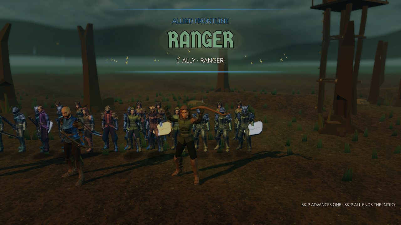 A cinematic battle introduction in Clockfen Marsh