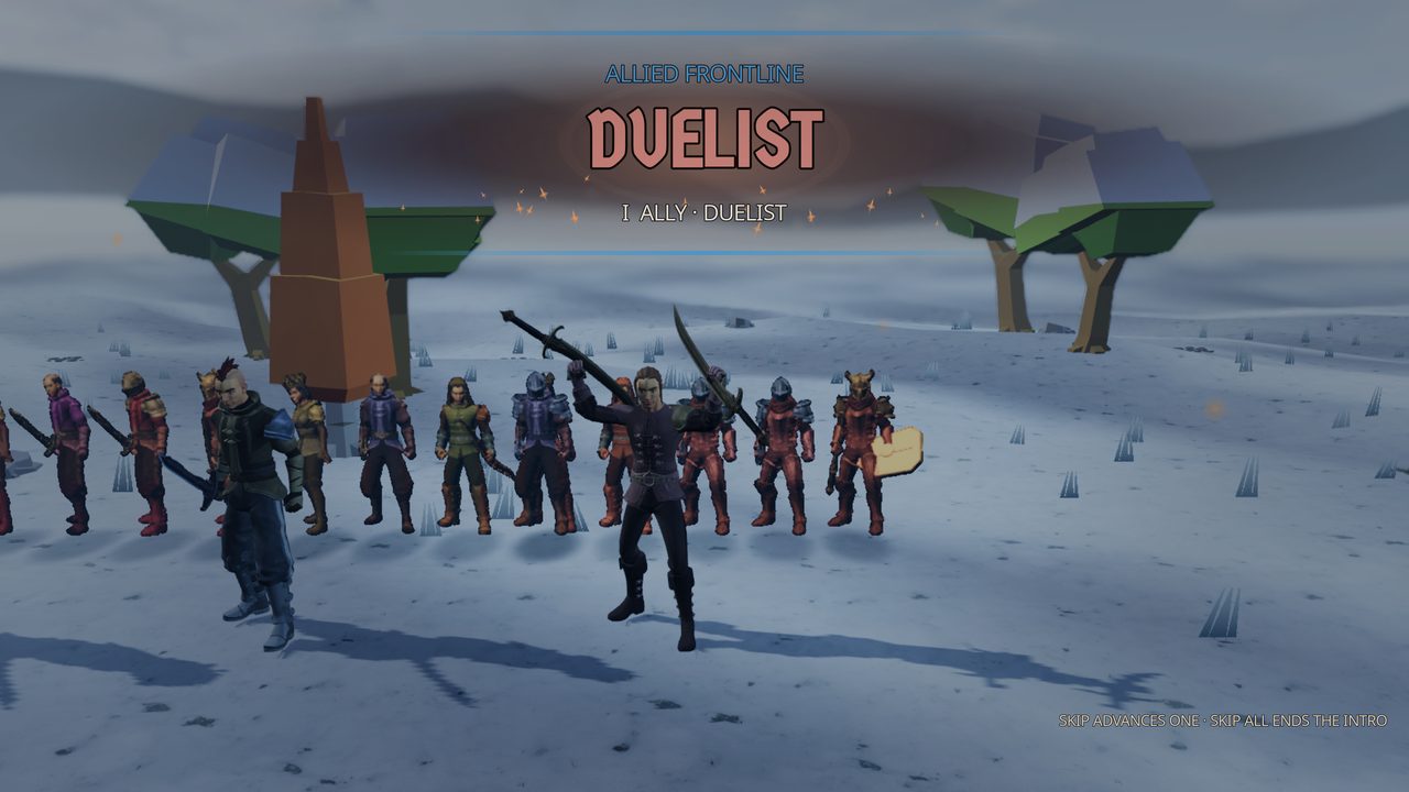 A cinematic battle introduction in Frostwork Reach